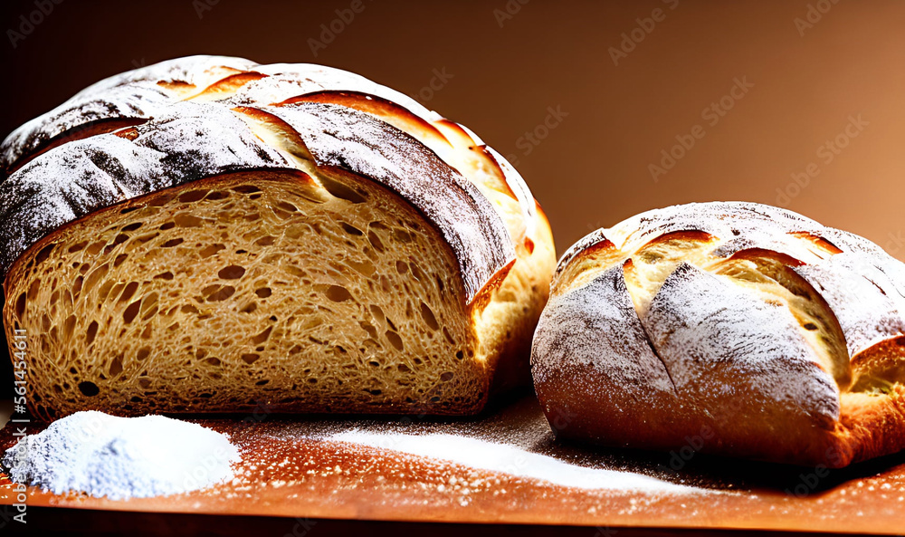 Oven - traditional fresh hot cooked bread. Bread close shooting.