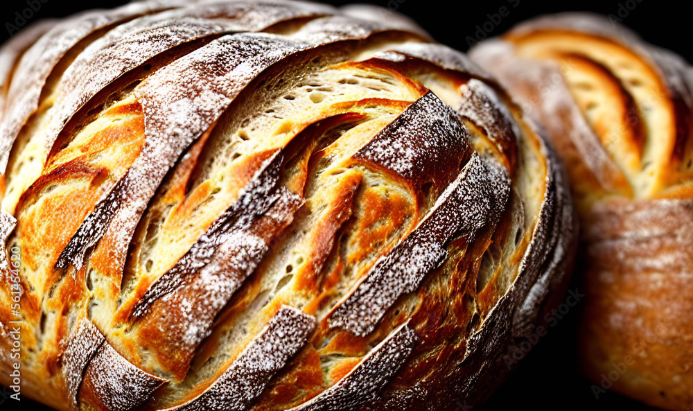 Oven - traditional fresh hot cooked bread. Bread close shooting.