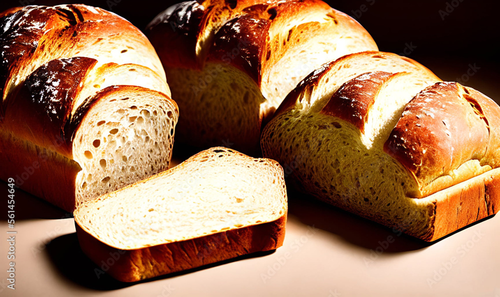 Oven - traditional fresh hot cooked bread. Bread close shooting.