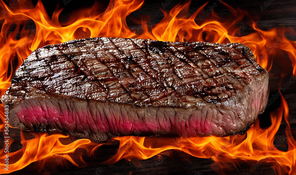 Steak. Gourmet fresh delicious juicy steak. Selected focus, in Poster format.