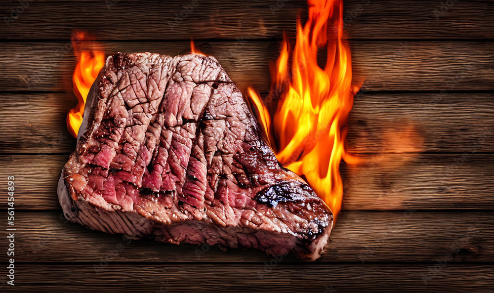 Steak. Gourmet fresh delicious juicy steak. Selected focus, in Poster format.