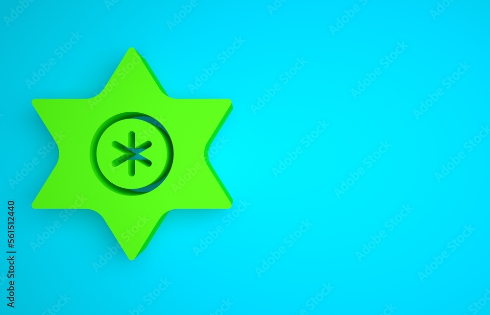 Green Falling star icon isolated on blue background. Meteoroid, meteorite, comet, asteroid, star ico