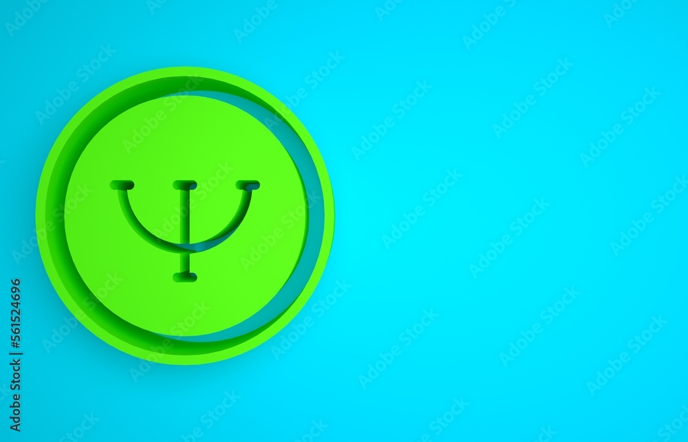 Green Psychology icon isolated on blue background. Psi symbol. Mental health concept, psychoanalysis