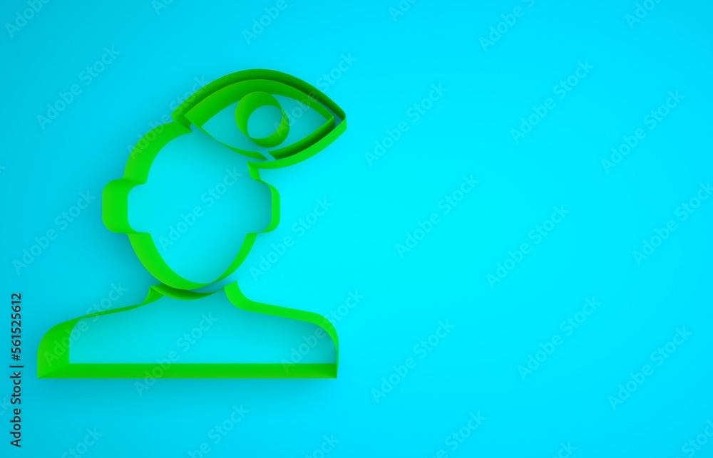 Green Solution to the problem in psychology icon isolated on blue background. Therapy for mental hea