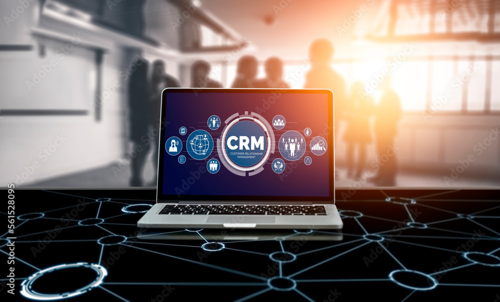 Customer relationship management system on modish computer for CRM business and enterprise