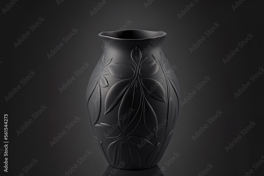 3d illustration of decor vase isolated on black background. Generative AI