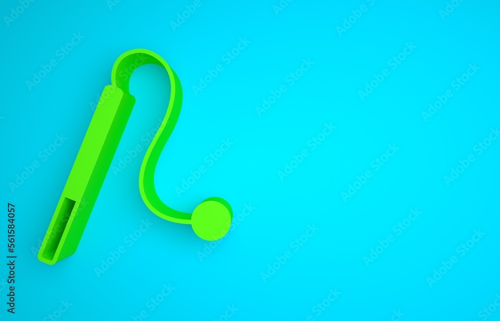 Green Pet cat toy icon isolated on blue background. Minimalism concept. 3D render illustration