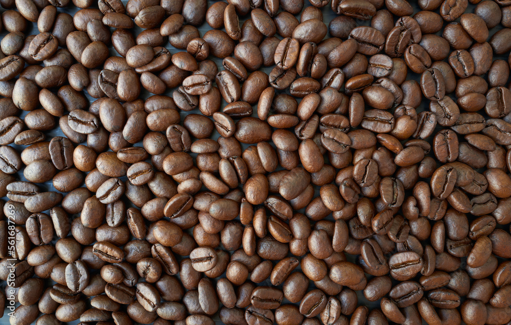 Roasted coffee beans background for beverage commercial ads use