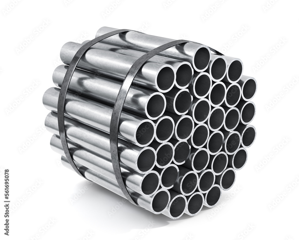 Stack of rolled metal isolated on a white background. 3d illustration