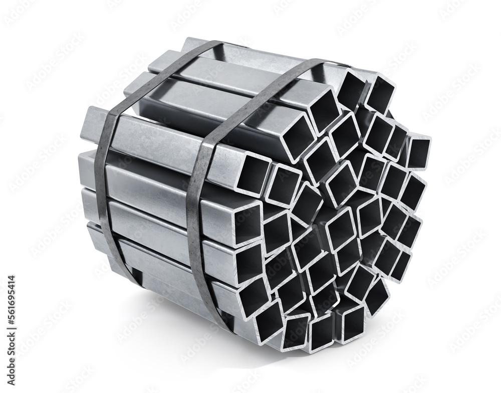 Stack of rolled metal isolated on a white background. 3d illustration