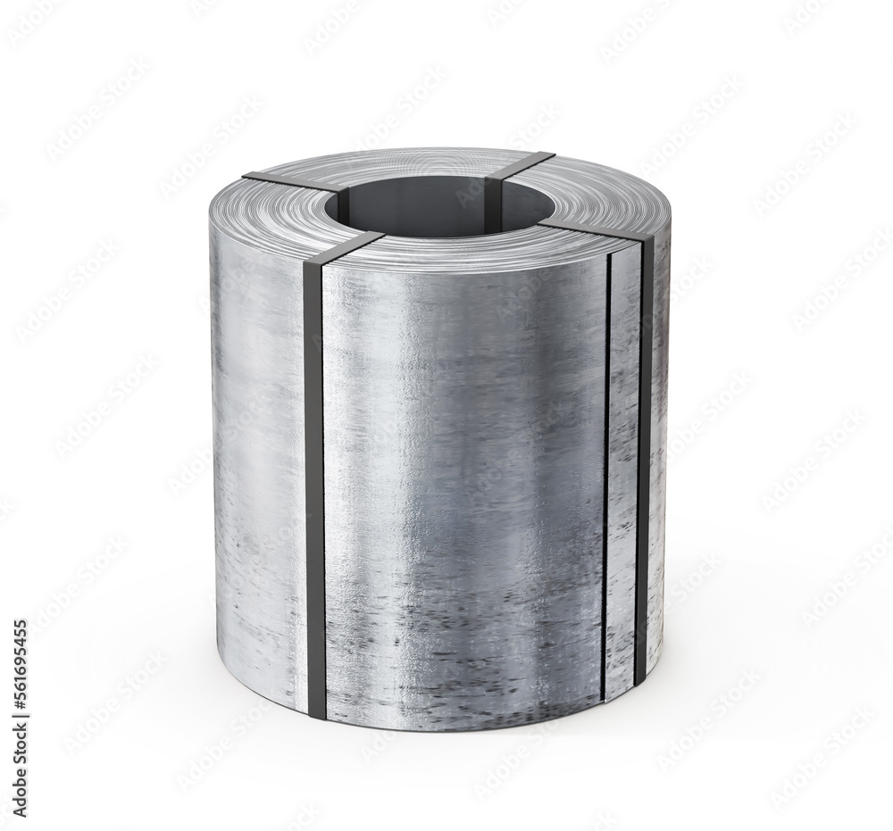 Sheet metal roll on a white background. 3d illustration