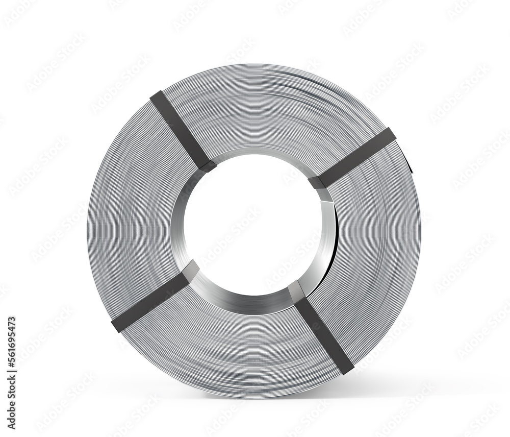 Sheet metal roll on a white background. 3d illustration