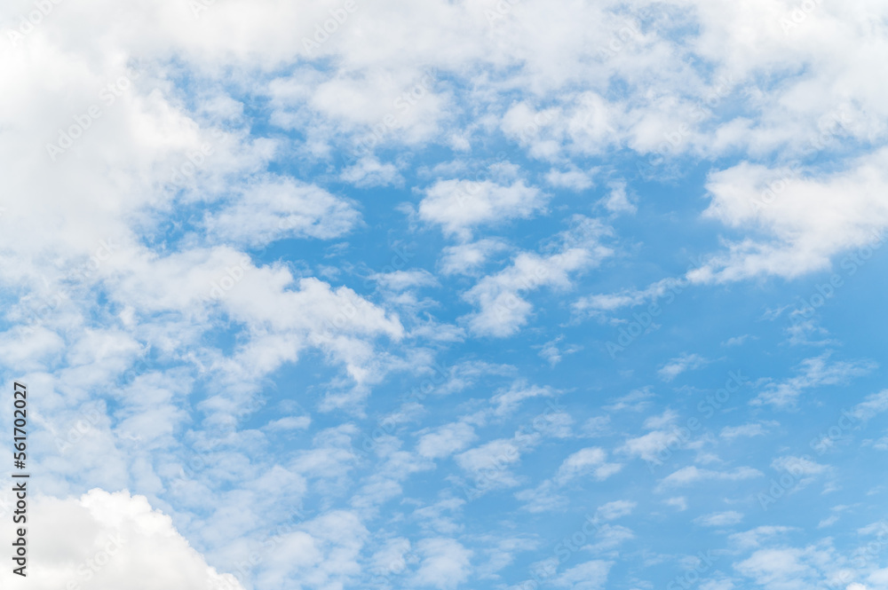 Nature background from white clouds in sunny day. Beautiful white fluffy clouds in blue sky.