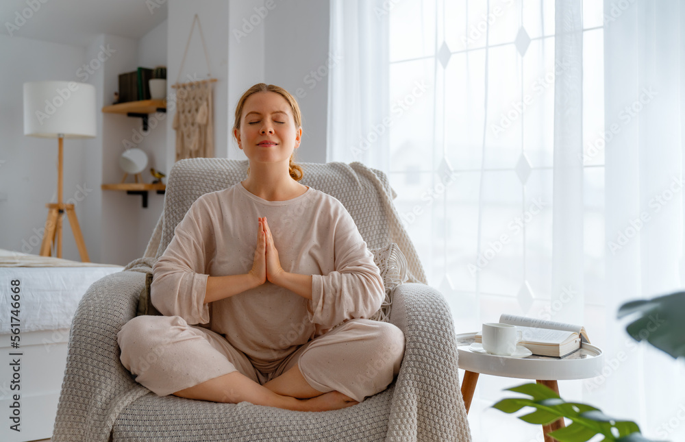 woman practicing meditation