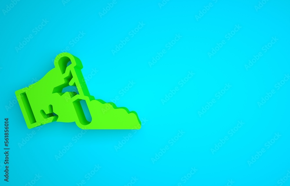 Green Broken pot icon isolated on blue background. Minimalism concept. 3D render illustration