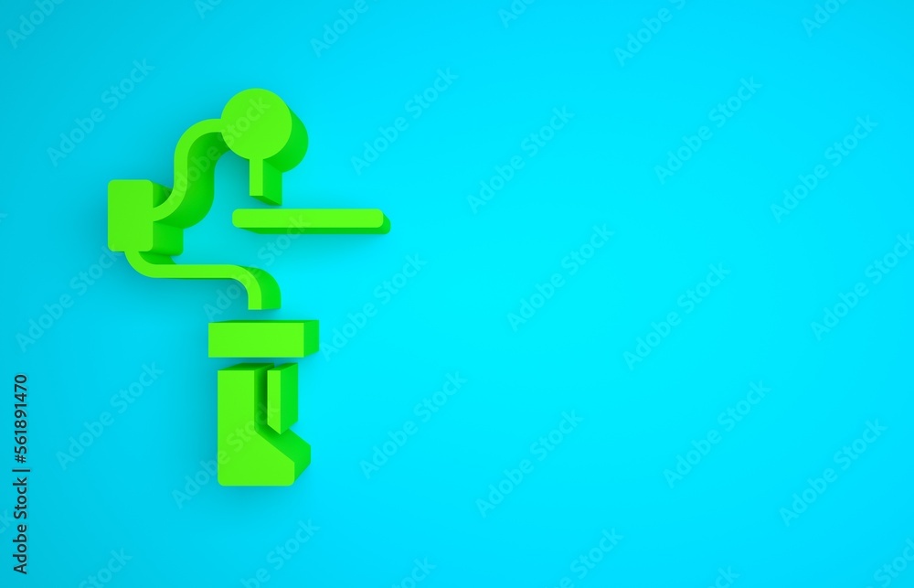 Green Gimbal stabilizer for camera icon isolated on blue background. Minimalism concept. 3D render i