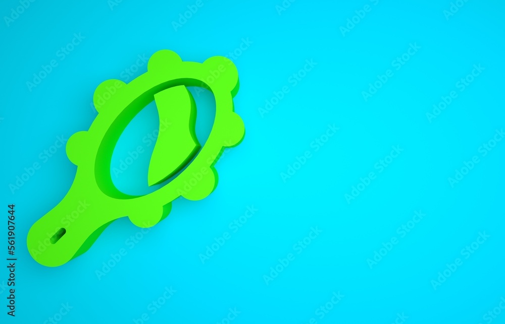 Green Magic hand mirror icon isolated on blue background. Minimalism concept. 3D render illustration