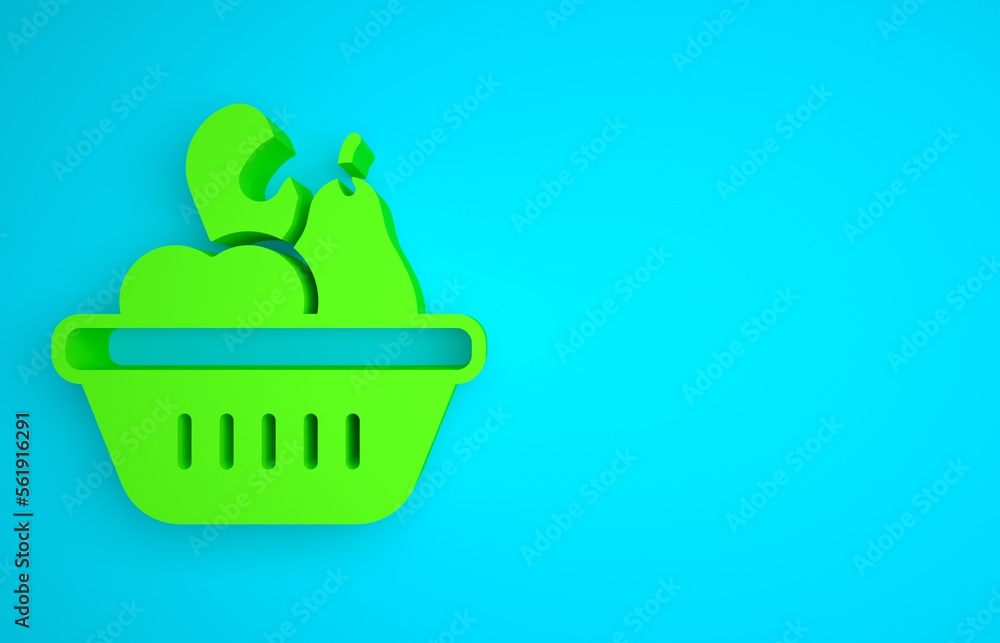 Green Donation food box icon isolated on blue background. Minimalism concept. 3D render illustration