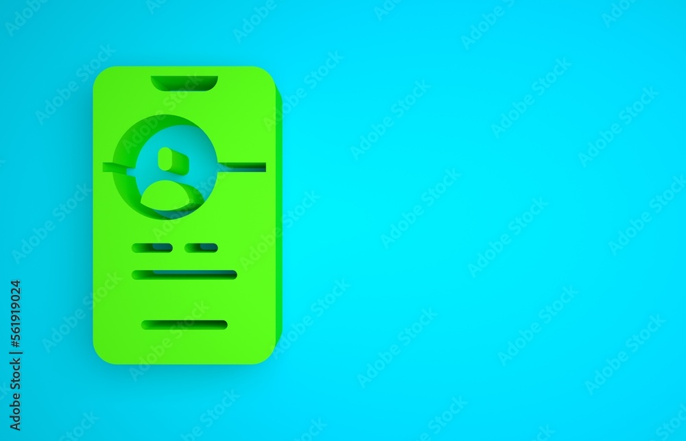 Green Dating app online mobile concept icon isolated on blue background. Female male profile flat de