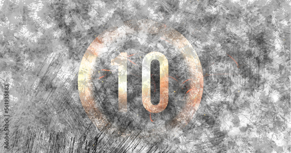 Image of number 10 in circle on grey distressed background