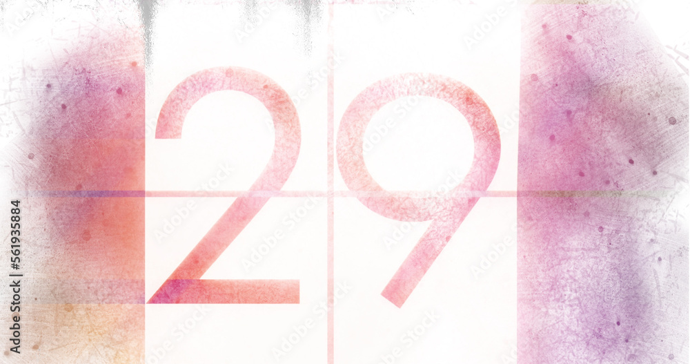 Image of number 29 on pink distressed background