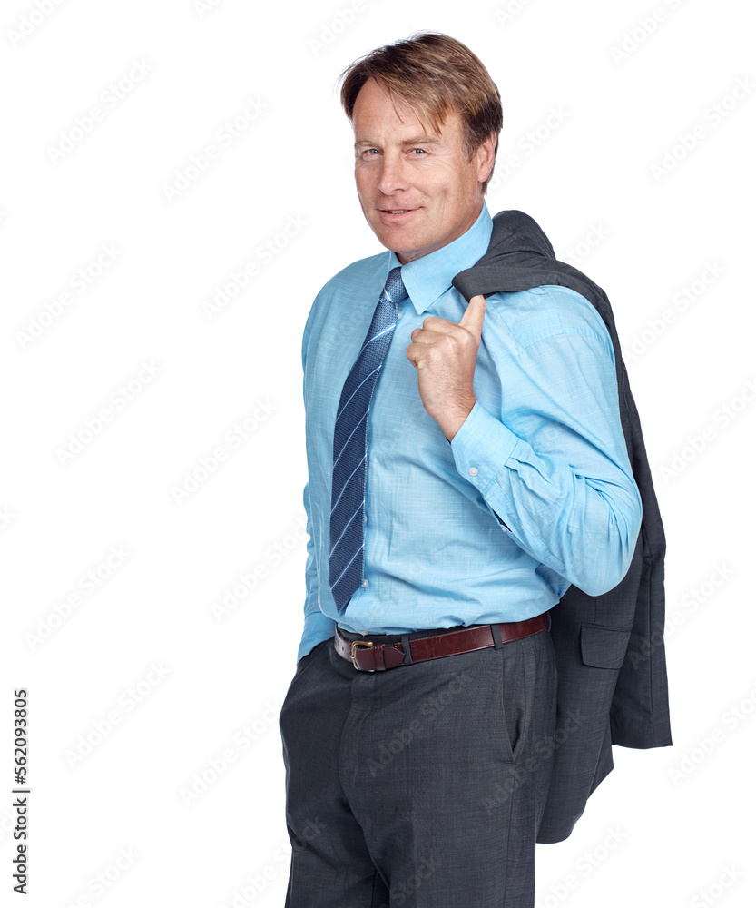 Business man, senior in corporate portrait and success with leadership and ceo isolated on white bac