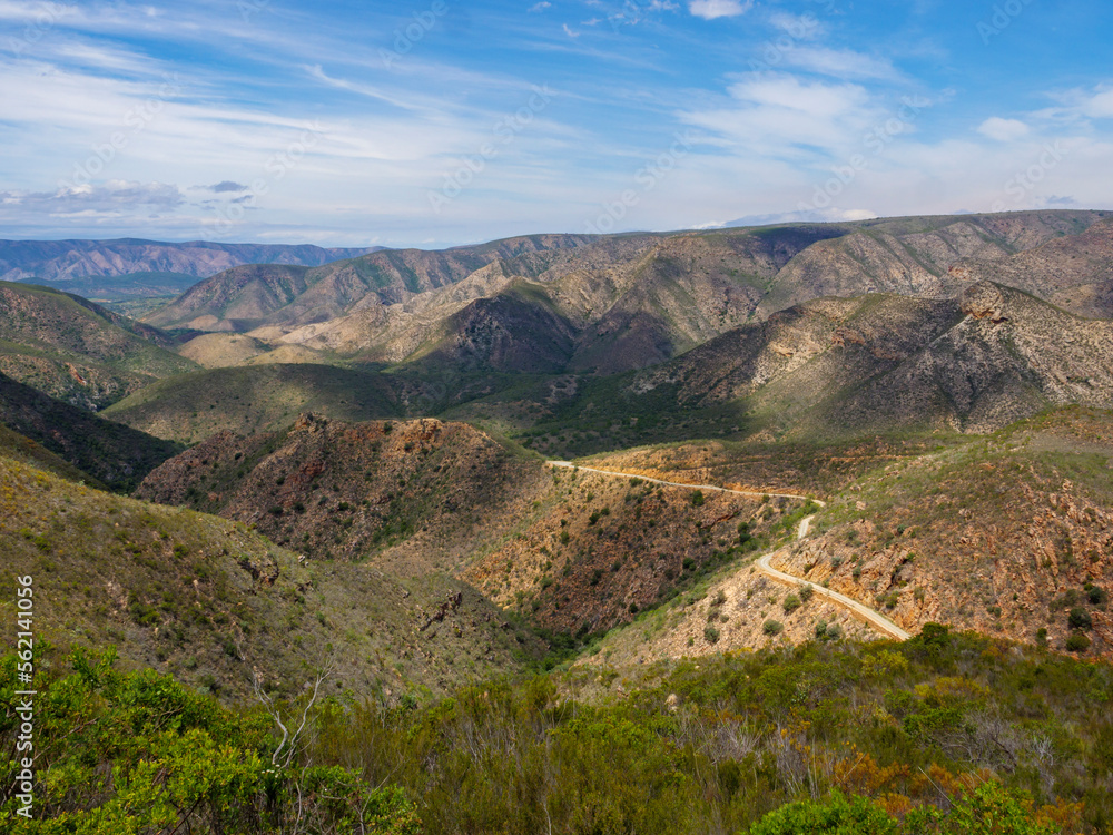 The gravel road up Holgat Pass in Baviaanskloof Nature Reserve. Eastern Cape. South Africa