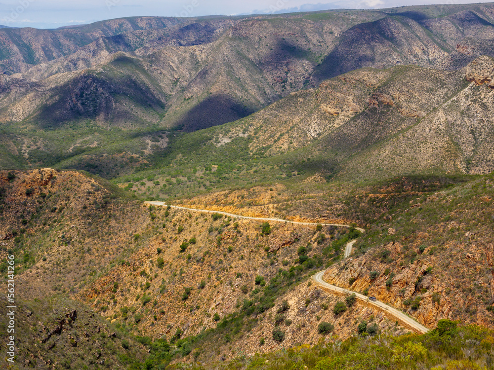 The gravel road up Holgat Pass in Baviaanskloof Nature Reserve. Eastern Cape. South Africa