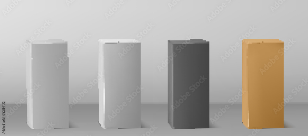 3d columns isolated on grey background. Vector illustration