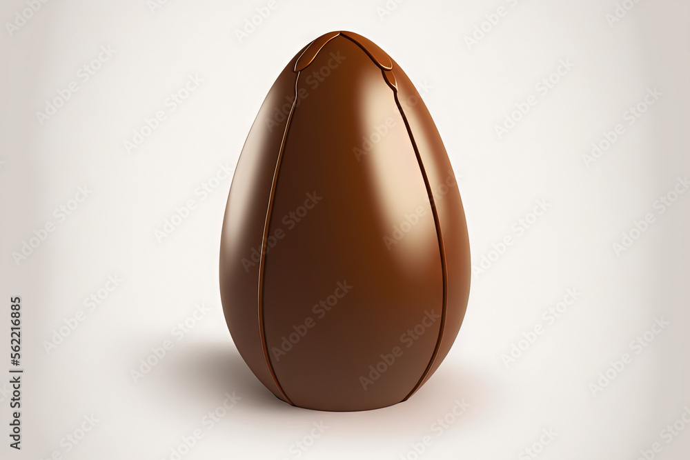 Close up of a chocolate Easter egg on a white background. Generative AI