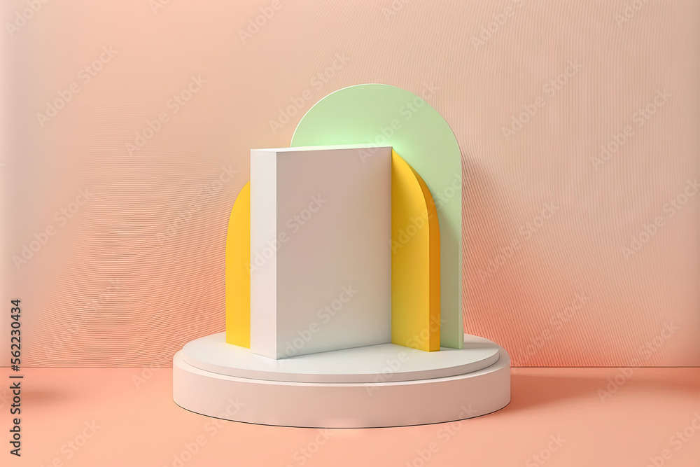 Abstract white podium with no content on a pastel background. mock up stand for displaying products.