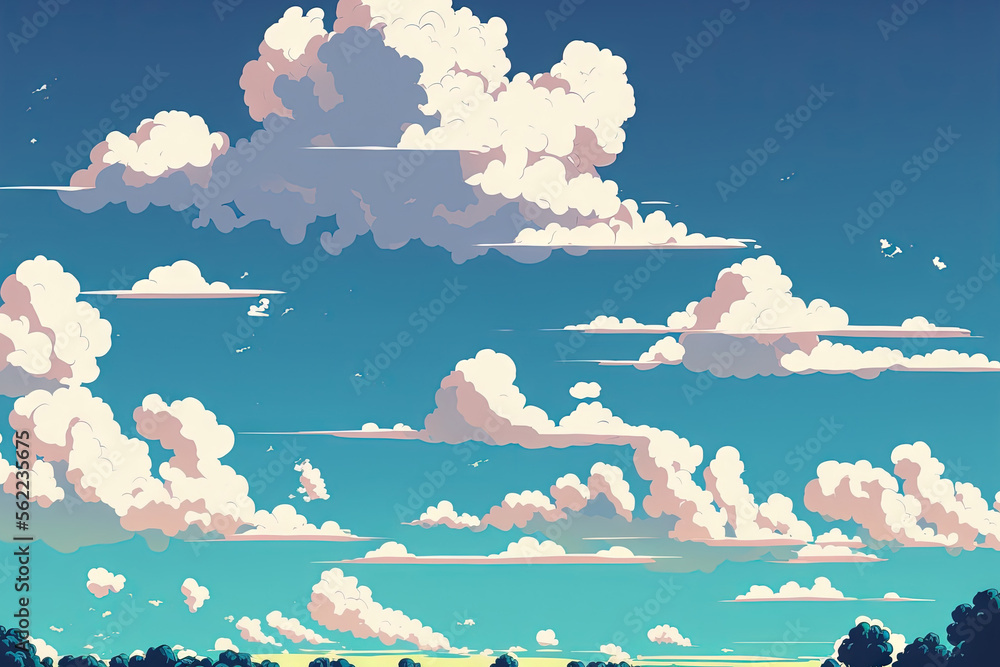 Sky clouds in the distance. Generative AI