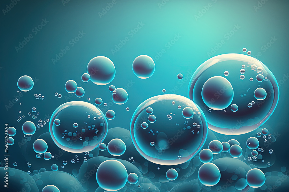 air bubbles in the background of the water. blue color. Generative AI