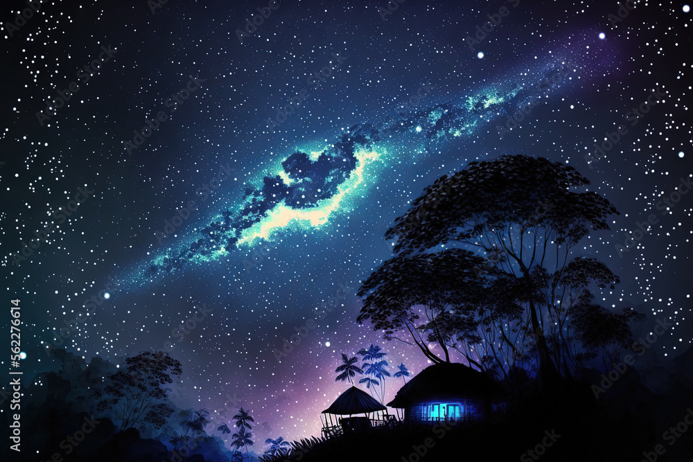 Milky Way galaxy, stars, and background of the universe in Thailand. Generative AI