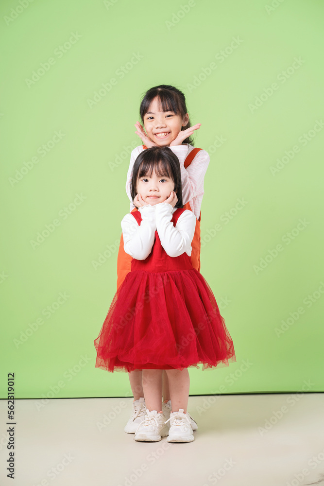 Image of young Asian child on background