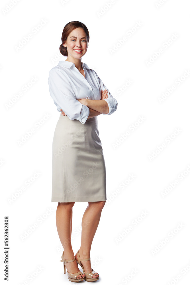 Smile, arms crossed and portrait of business woman for marketing, innovation or vision. Smiling, hap