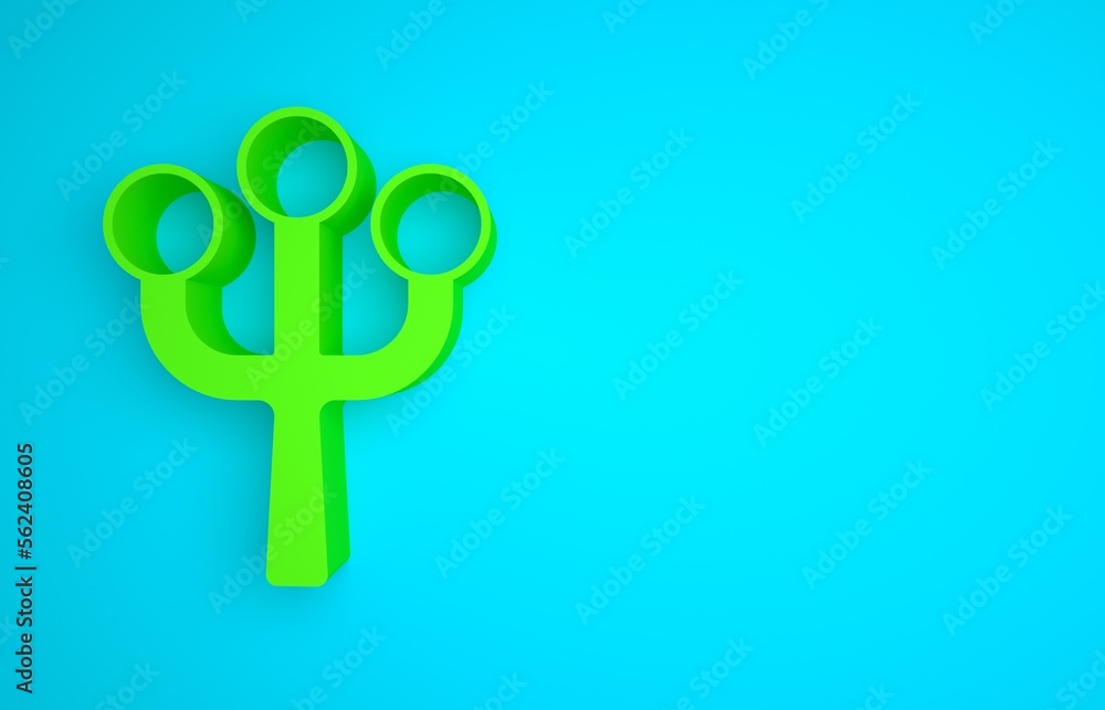 Green Blossom tree branch with flowers icon isolated on blue background. Minimalism concept. 3D rend