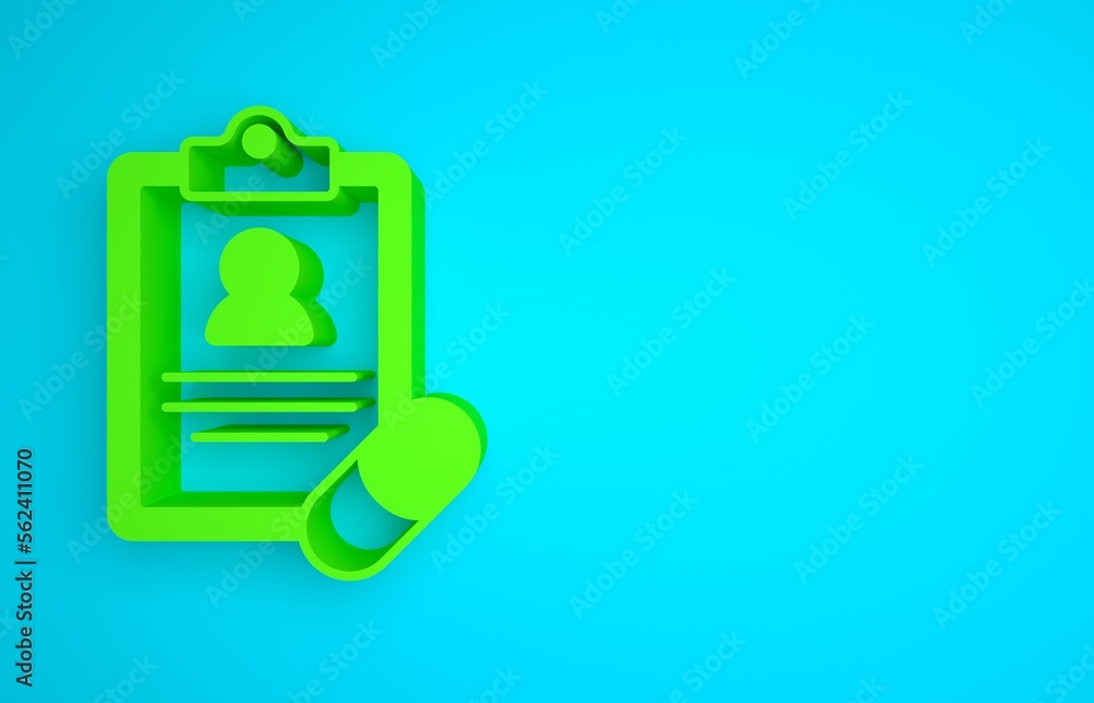 Green Medical prescription icon isolated on blue background. Rx form. Recipe medical. Pharmacy or me