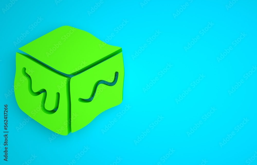 Green Isometric cube icon isolated on blue background. Geometric cubes solid icon. 3D square sign. B