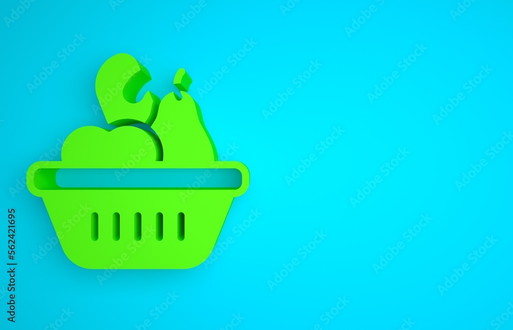 Green Donation food box icon isolated on blue background. Minimalism concept. 3D render illustration