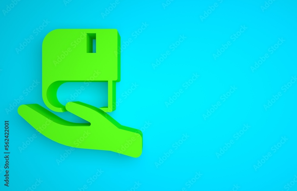 Green Book donation icon isolated on blue background. Minimalism concept. 3D render illustration