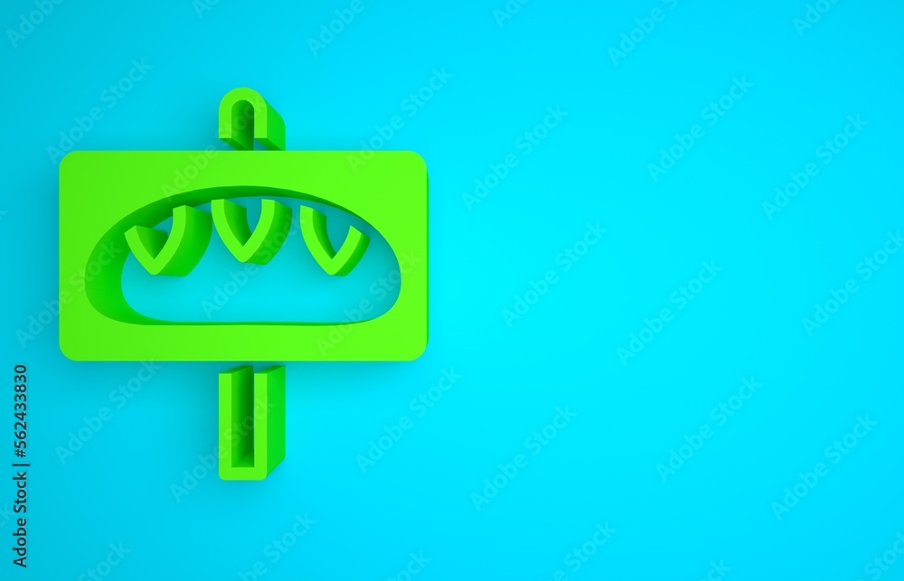 Green Donation food icon isolated on blue background. Minimalism concept. 3D render illustration