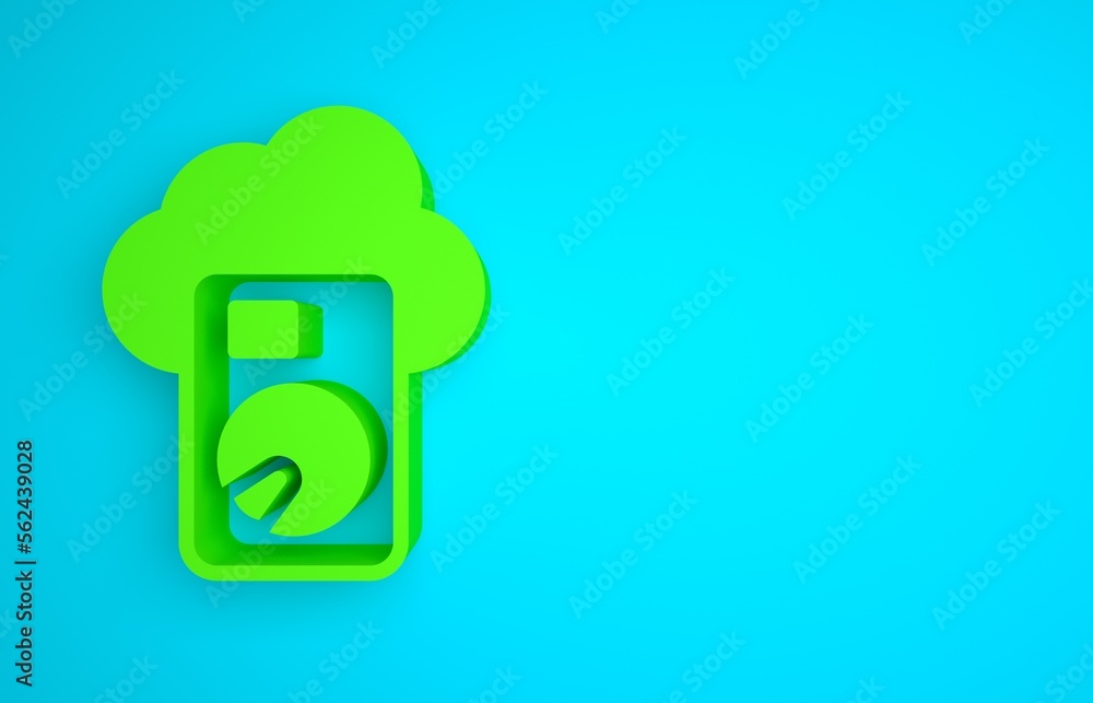 Green Cloud database icon isolated on blue background. Cloud computing concept. Digital service or a