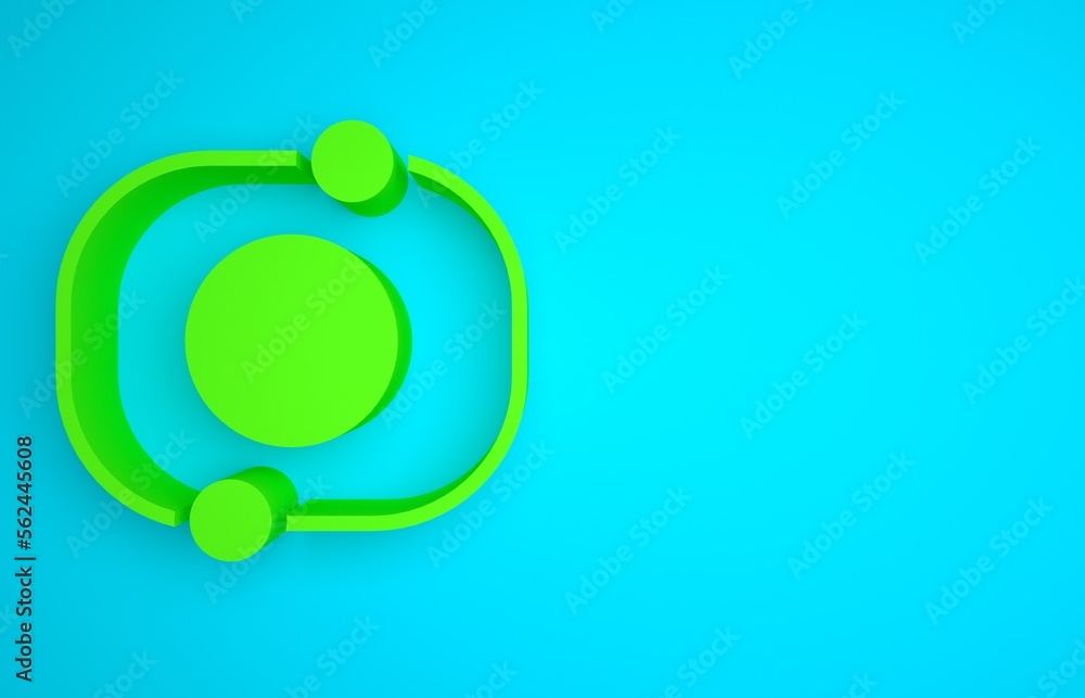 Green Solar system icon isolated on blue background. The planets revolve around the star. Minimalism