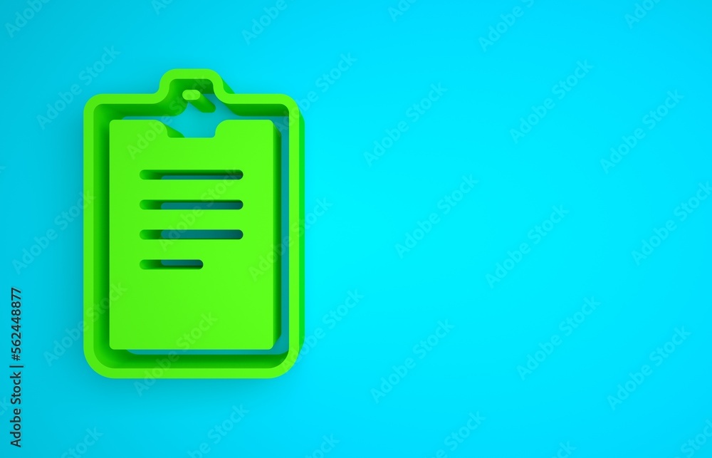 Green Psychological test icon isolated on blue background. Minimalism concept. 3D render illustratio