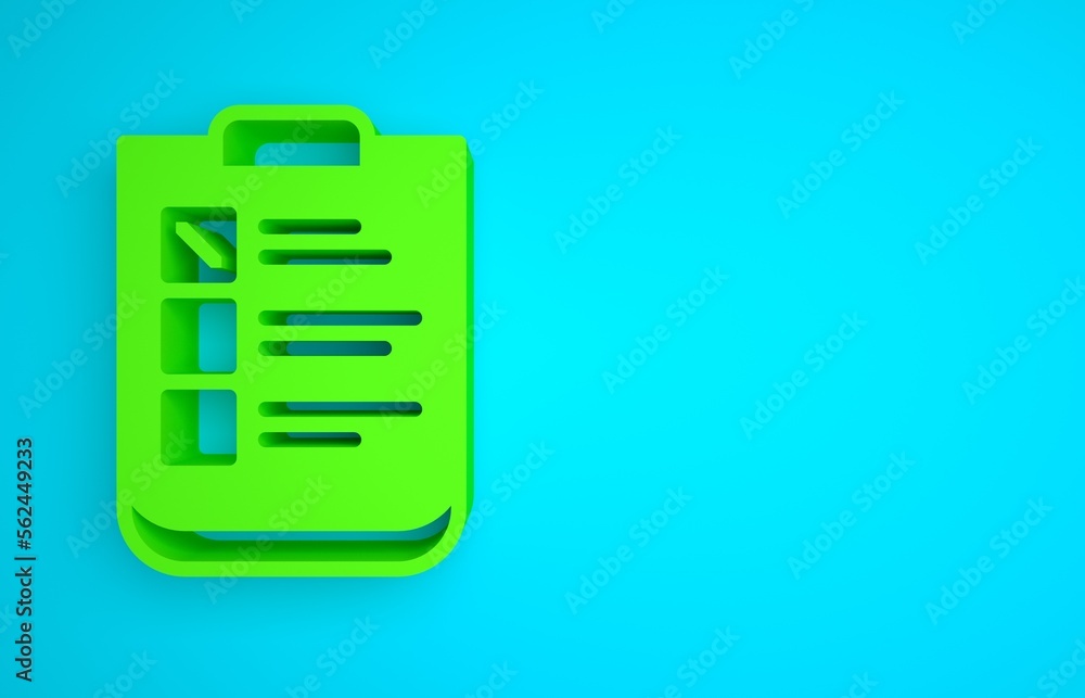 Green Psychological test icon isolated on blue background. Minimalism concept. 3D render illustratio