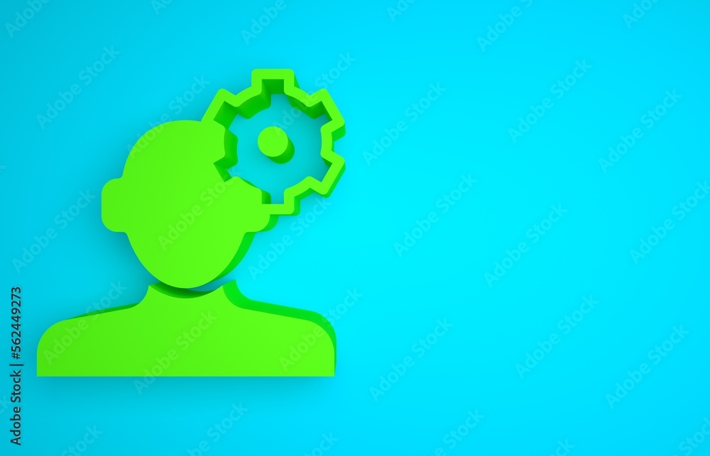 Green Solution to the problem in psychology icon isolated on blue background. Therapy for mental hea