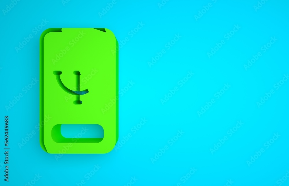 Green Online psychological counseling distance icon isolated on blue background. Psychotherapy, psyc