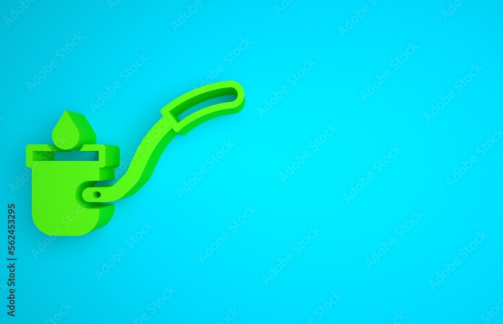 Green Sauna ladle icon isolated on blue background. Minimalism concept. 3D render illustration