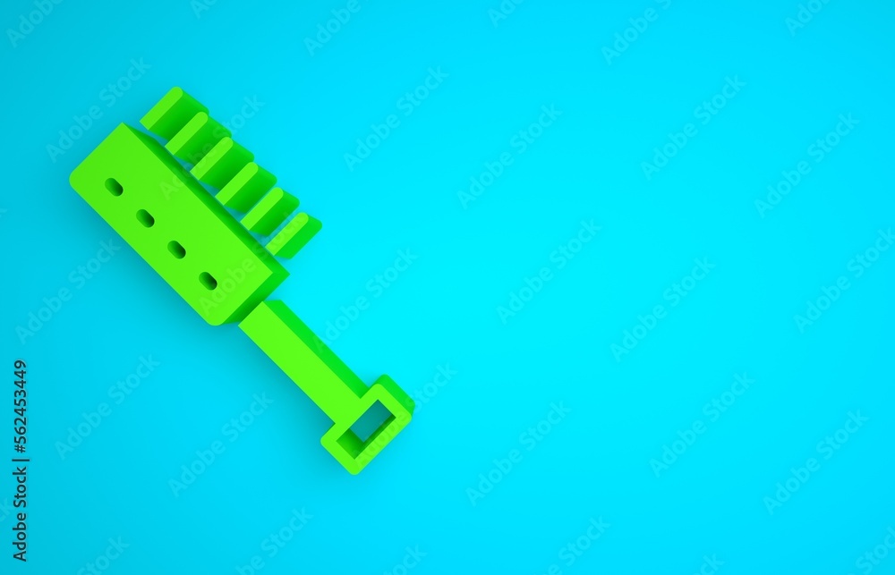 Green Sauna brush icon isolated on blue background. Wooden brush with coarse bristles for washing in